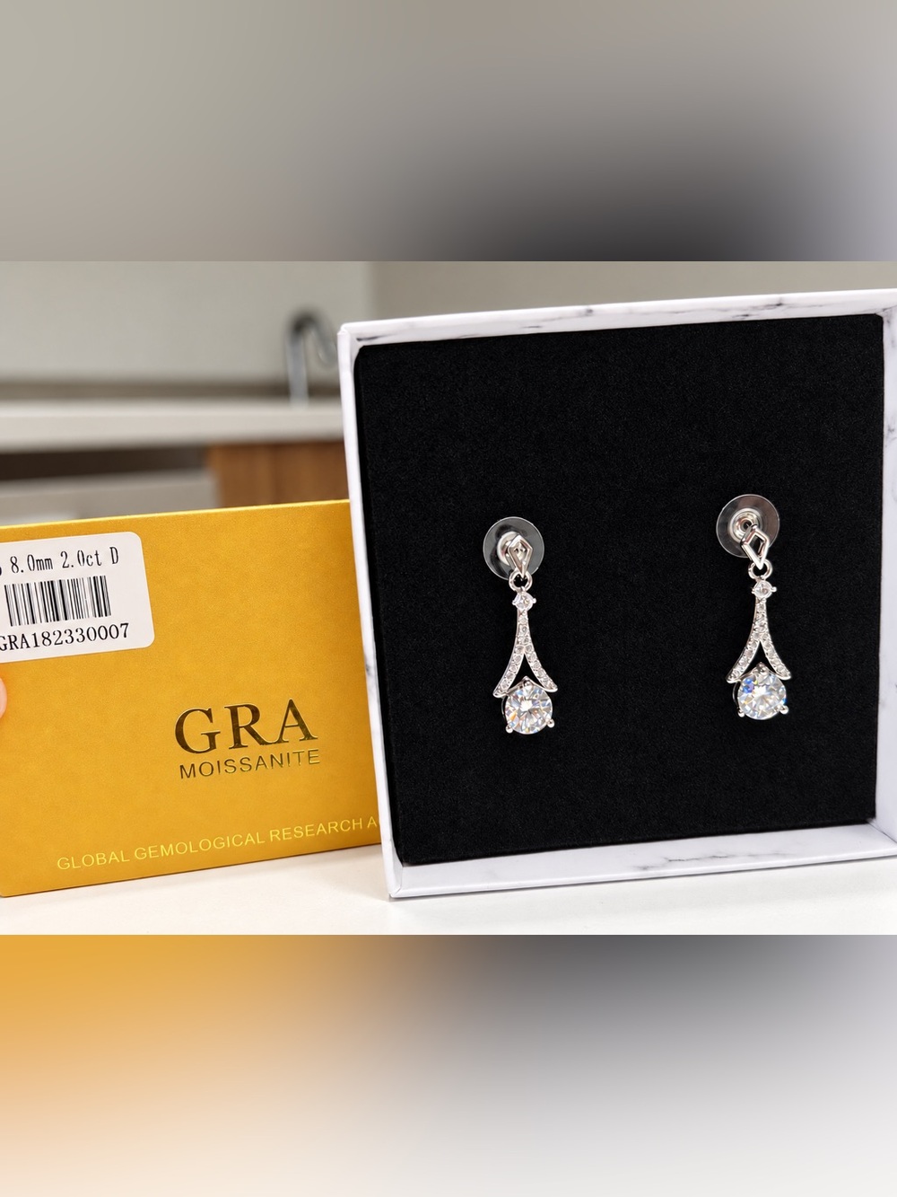 White Gold 2 CT Moissanite Drop Earrings